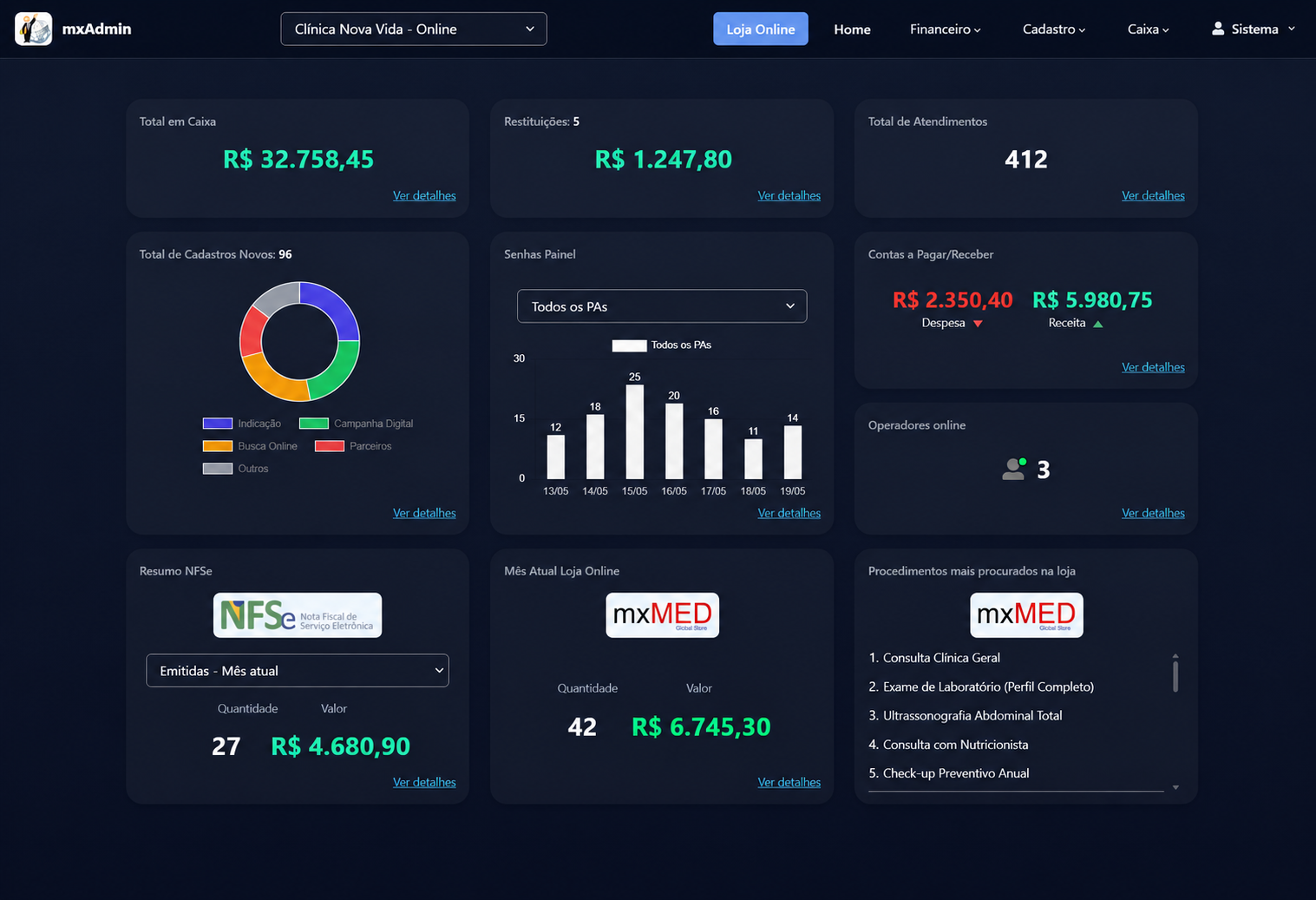 Página do produto mxAdmin Web